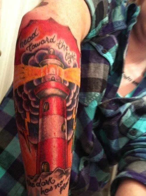 Girl Right Sleeve Lighthouse Tattoo