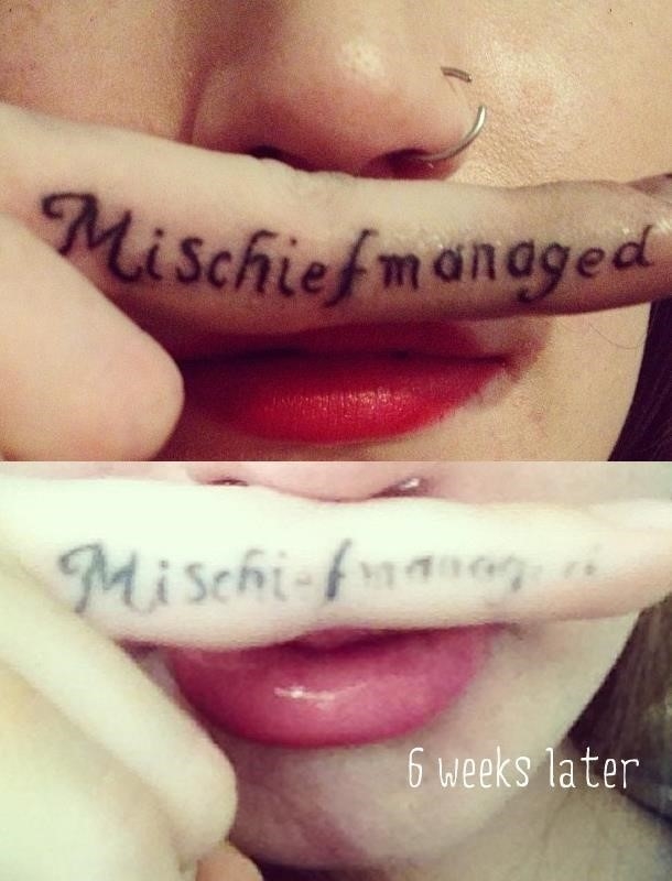 Girly Finger Words Before And After Tattoo