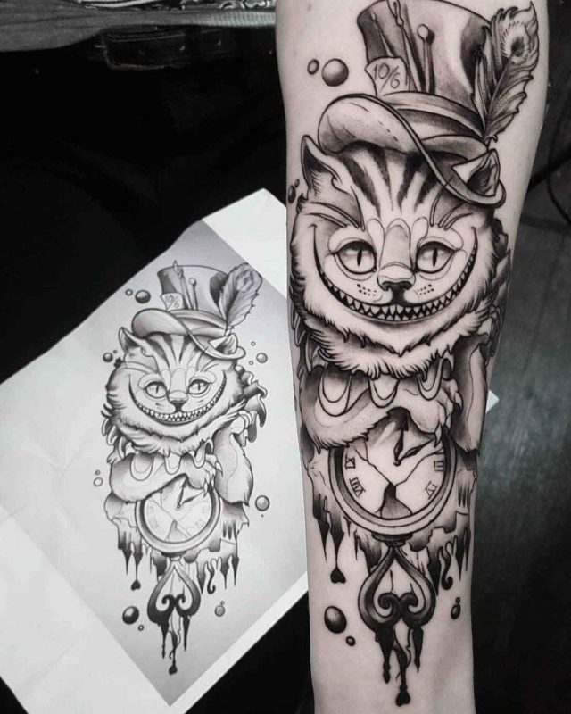 Grey Cheshire Cat Tattoo by Tattoo Mauritz 728×910