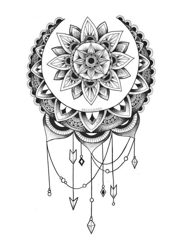 Grey Ink Mandala Tattoo Design