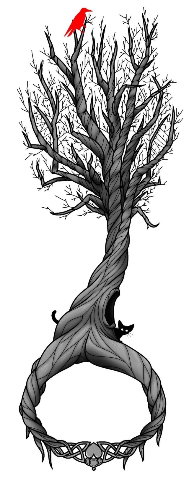 Grey Ink Tree Of Life Tattoo Design By Werewolf9595