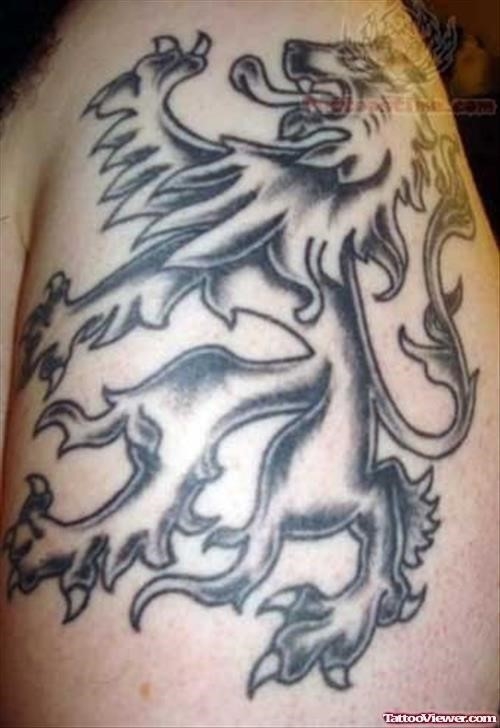 Grey Scottish Freedom Lion Tattoo