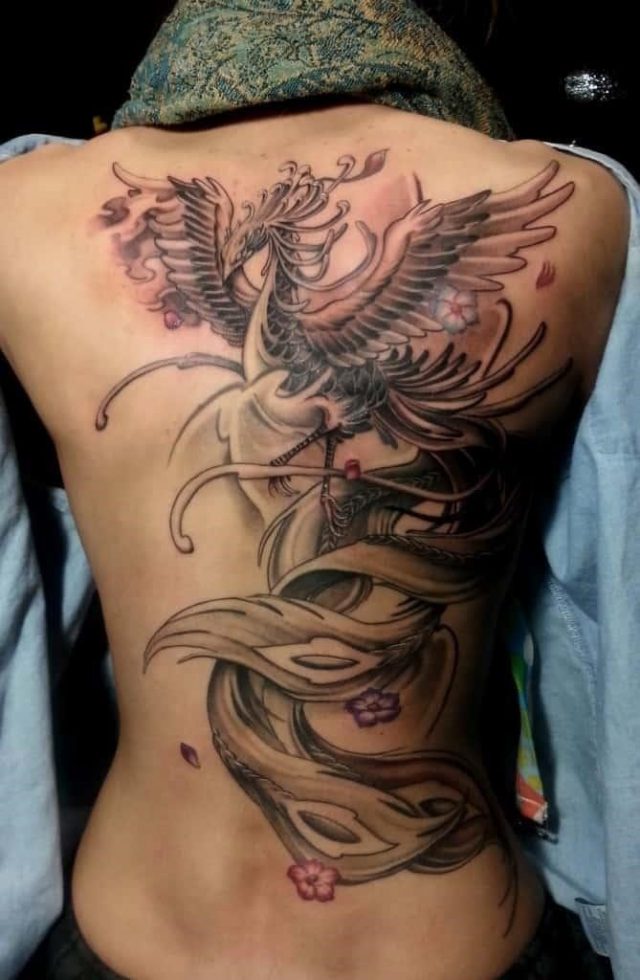 Half back Phoenix tattoo 669×1024