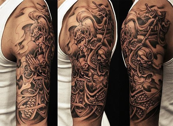 Half sleeve Chinese warrior tattoo