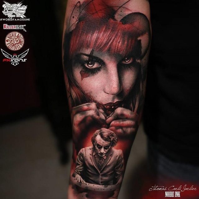 Harley Quinn Joker sleeve tattoo
