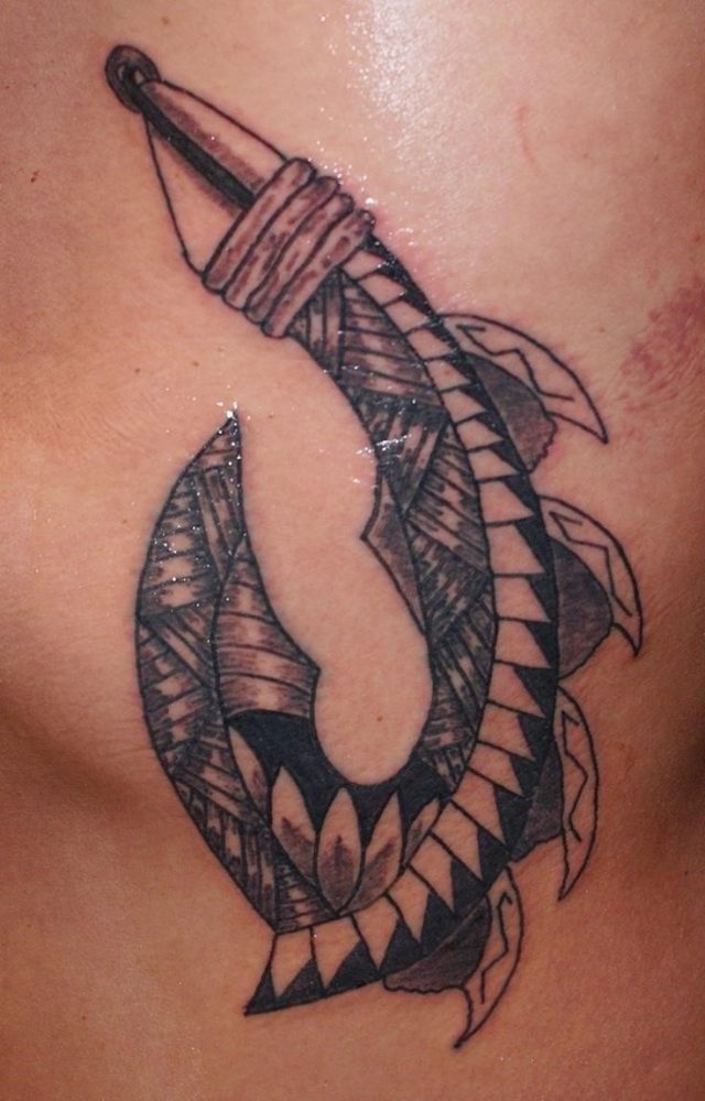 Hawaiian tribal tattoo on chest
