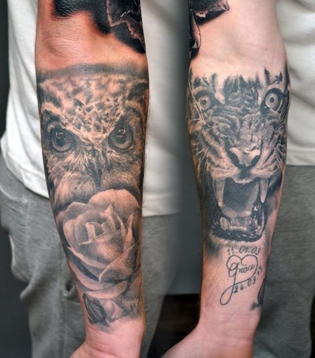 Healed Animal Tattoo Forearm