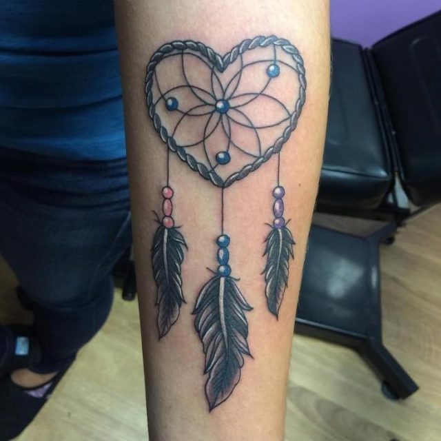 Heart Shaped Dreamcatcher Tattoo