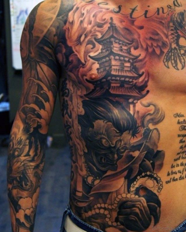 Japanese Chest Tattoo For Men TB1056