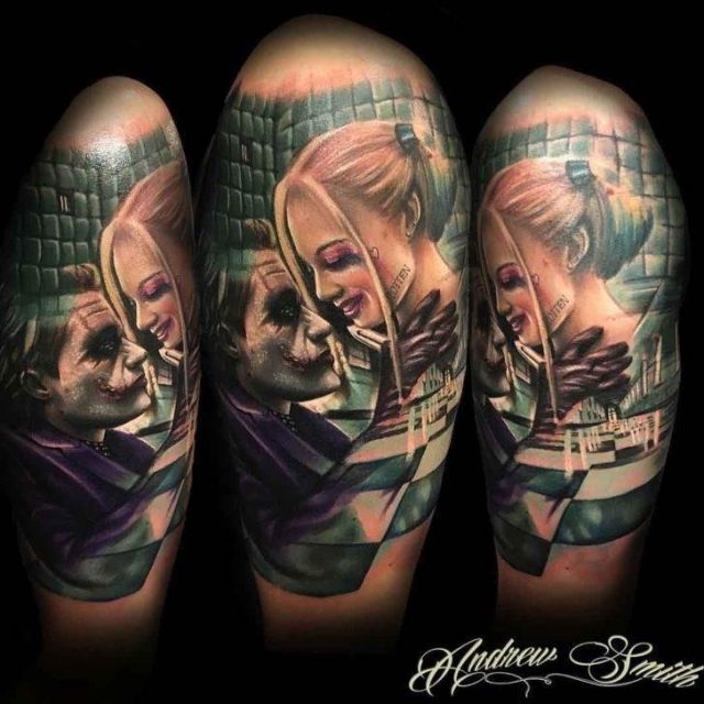 Joker and Harley Quinn Tattoo by Andrew Smith 728×728