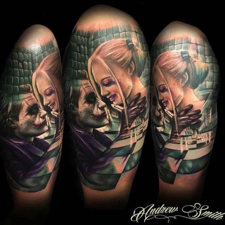 Joker and Harley Quinn Tattoo by Matt Curtis  Tribal Body Art