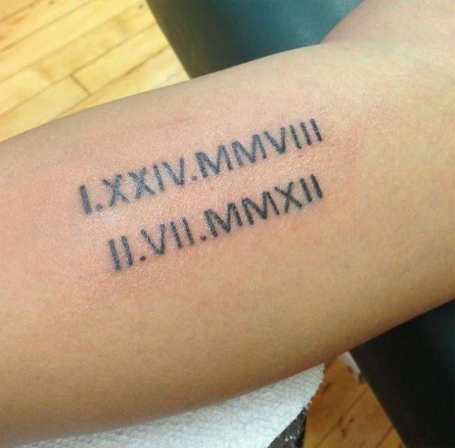 Kids Date of Birthday Tattoo Design in Roman Language