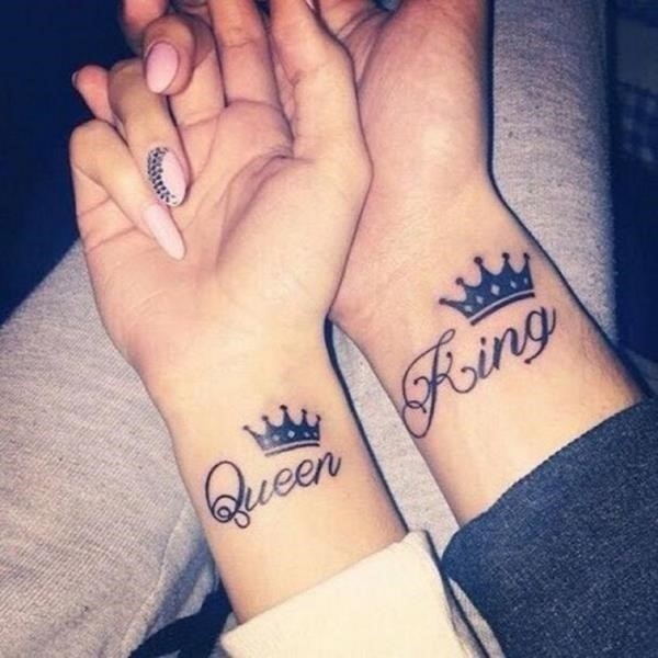 King Queen Matching Tattoos for Couples