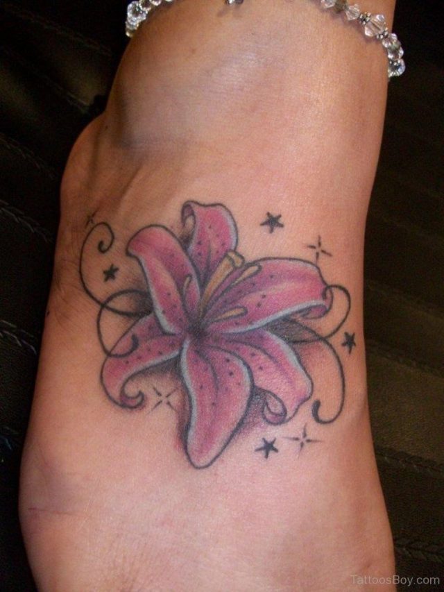 Lily Tattoo Design On Foot 1 TB12093