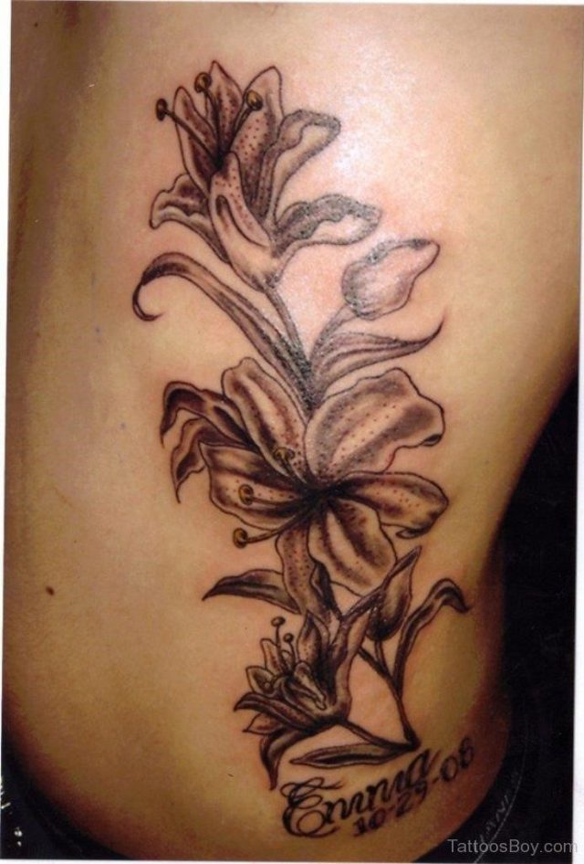 Lily Tattoo Design On Rib 1 TB12095