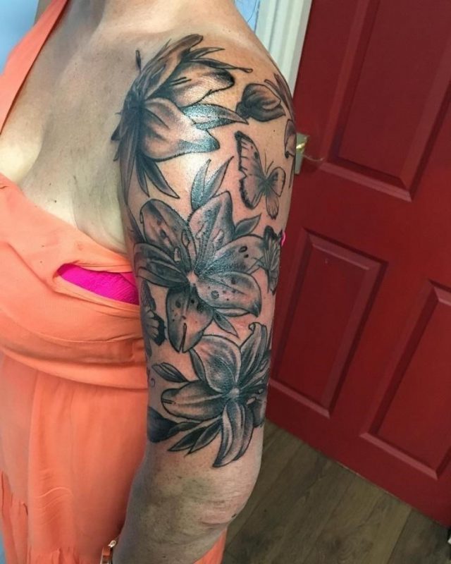 Lily and Butterfly Tattoo
