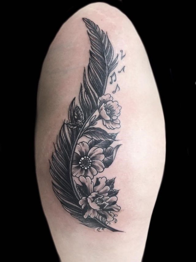 Lovely feather design tattoo