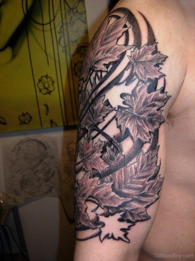 Maple Leaf Tattoo On Bicep TB1140