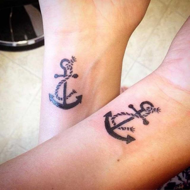 Matching Anchor Tattoos for Couples