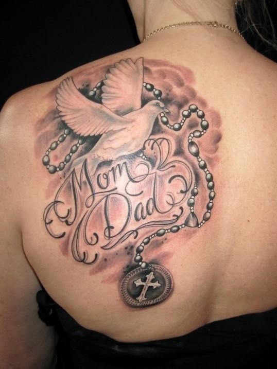 Mom Dad Memorial Tattoo Design On Back