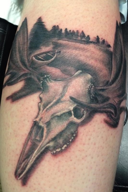 moose skull tattoo
