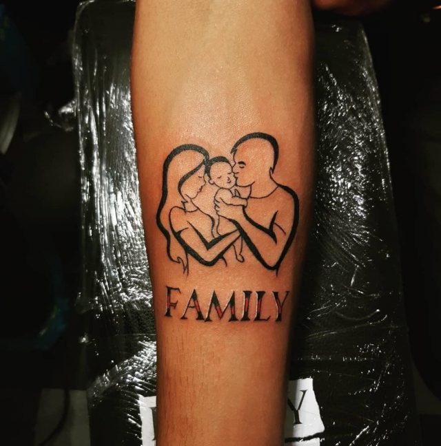 Mother Father and Daughter Loving Tattoo