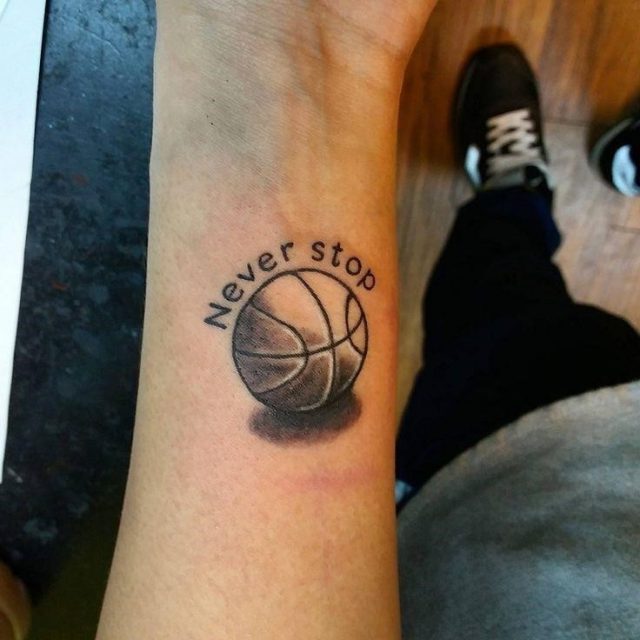 Never Stop Basketball Tattoo On Forearm