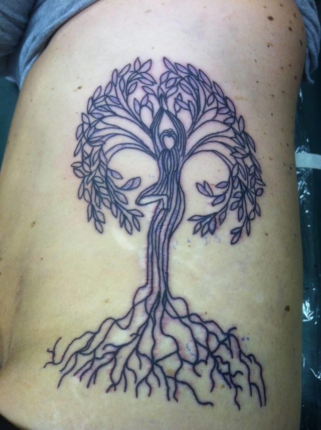 Nice Tree Of Life Tattoo On Side Rib