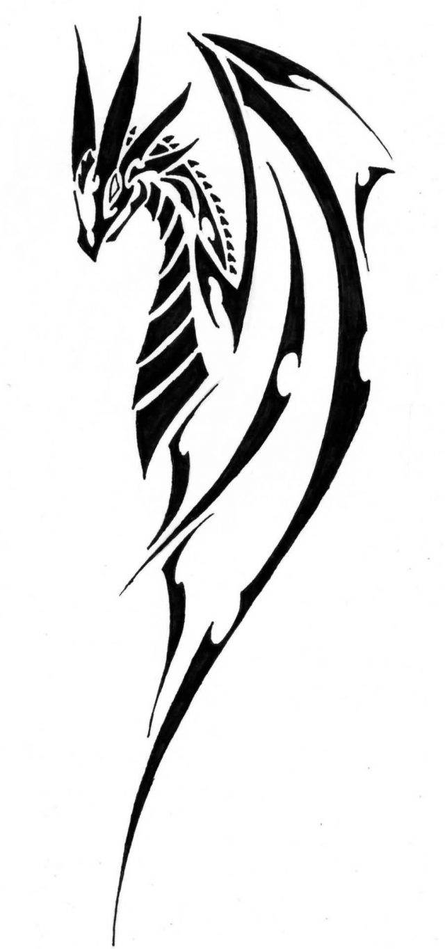 Nice Tribal Dragon Tattoo Design