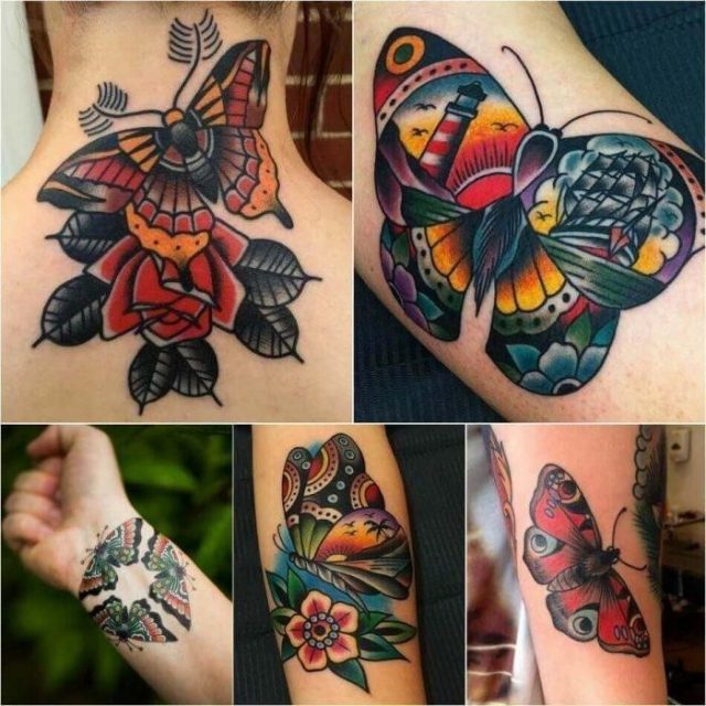 Old School Butterfly Tattoo Butterfly Tattoo Ideas Butterfly Tattoo Meaning 7