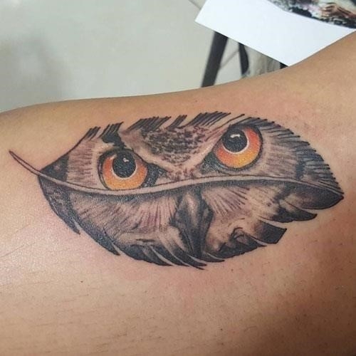Owl Feather Tattoo
