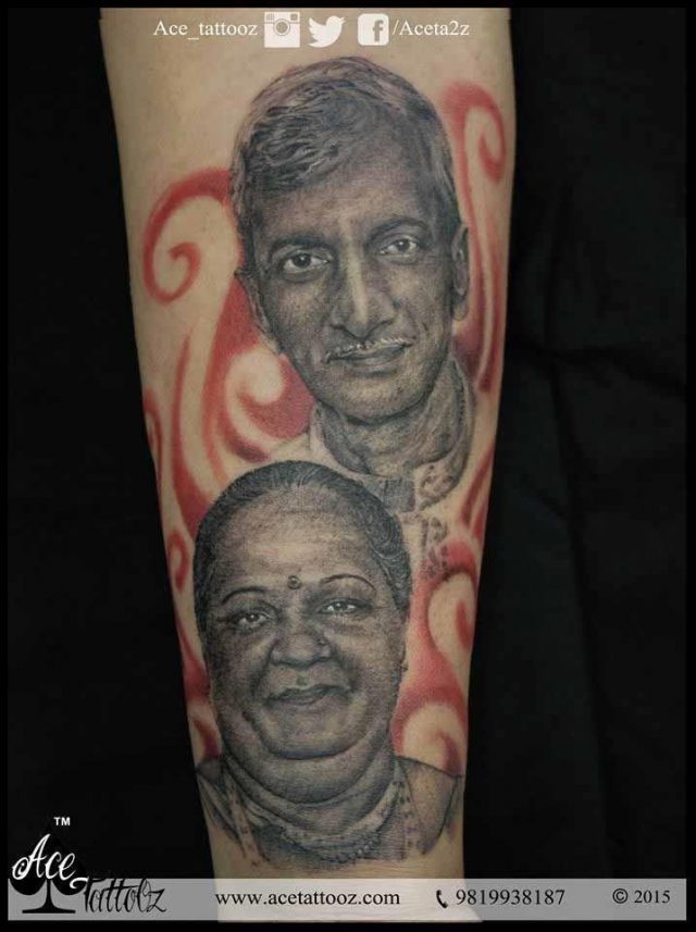 PORTRAIT TATTOO DESIGN OF MOTHER AND FATHER