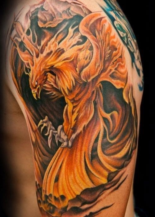 59 Outstanding Phoenix Shoulder Tattoos