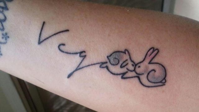 Rabbits Vegan Wrist Tattoo WT111