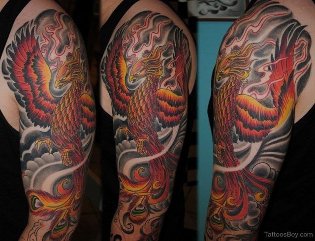 Red Flames And Phoenix Tattoo TB1088