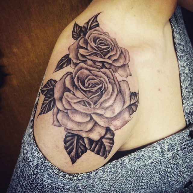 Rose shoulder tattoo