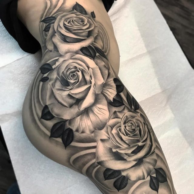 Roses side tattoo