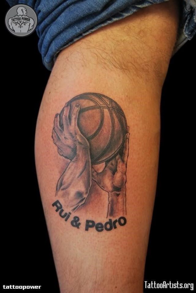 Rui Pedro Basketball Tattoo On Leg