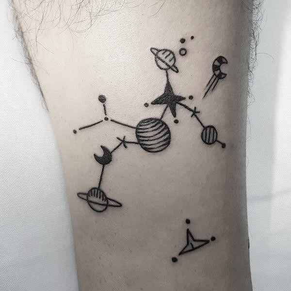 Sagittarius Sign Tattoos with the Planets on the Arm