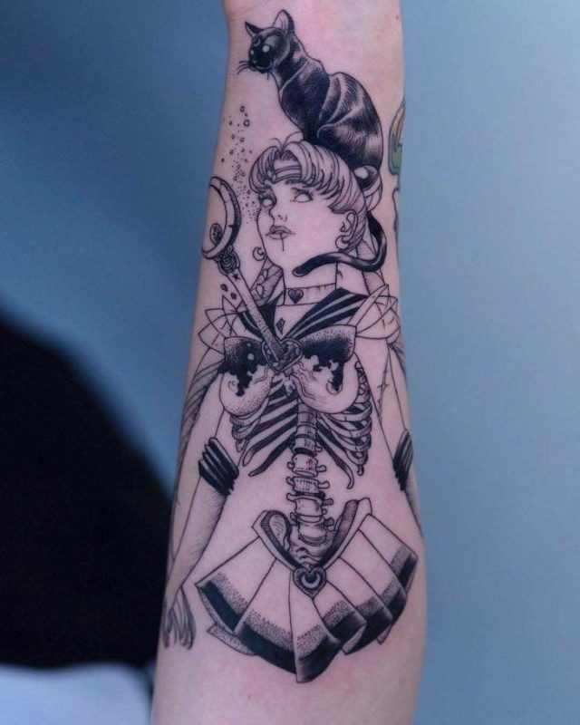 Sailor Moon Tattoo Skeleton by Oozy Tattoo 728×910