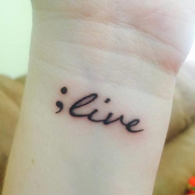 Semicolon Tattoo On Left Wrist