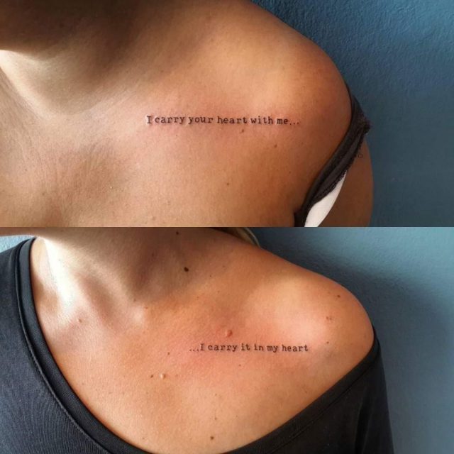 Simple Quote Tattoo On Collar Bone