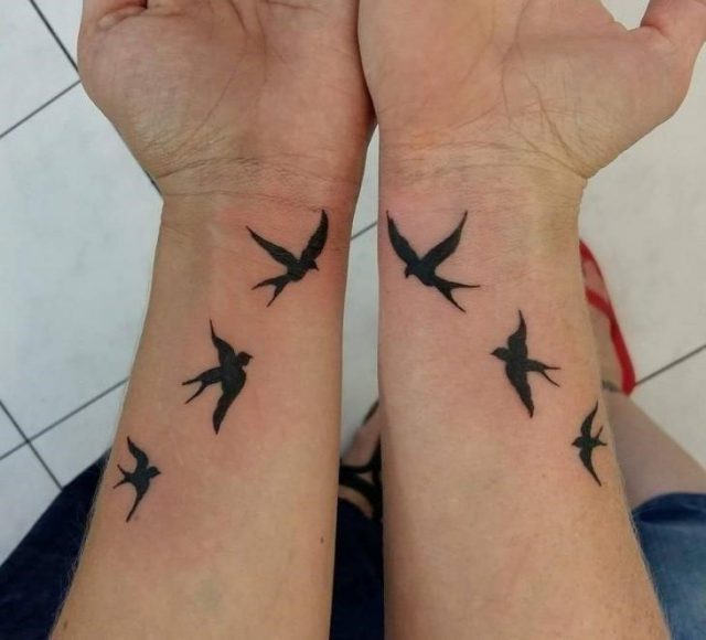 Sister Flying Bird Tattoo