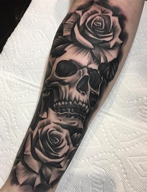 Skull rose tattoos