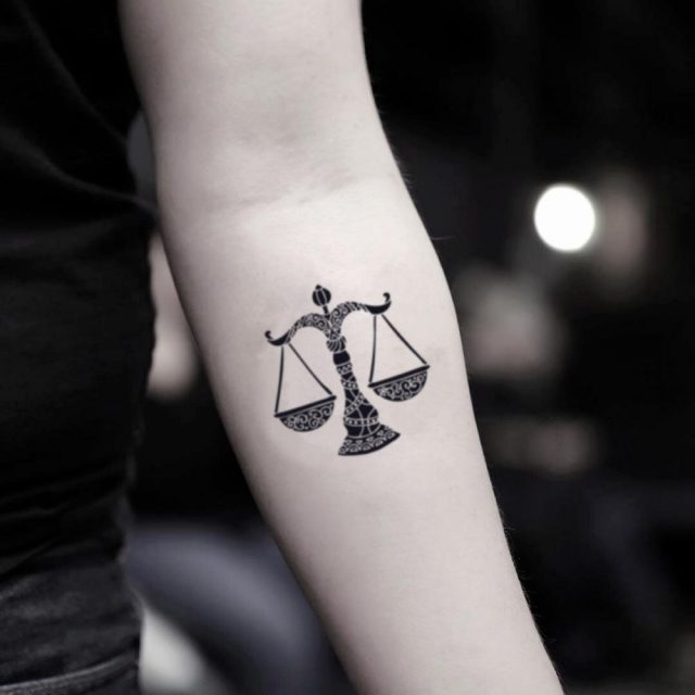 Small Libra Sign Illustrative Temporary Tattoo Design Idea Inner Arm 1024×1024