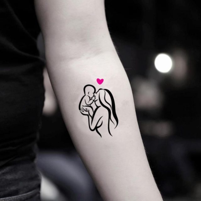 Small Mother and Son Illustrative Temporary Tattoo Design Idea Inner Arm 1024×1024
