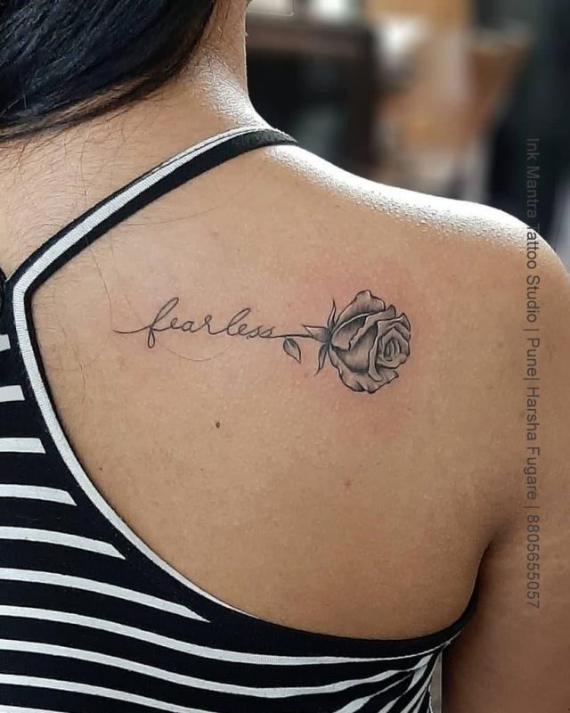 Small Rose Black Tattoos ink mantra tattoos