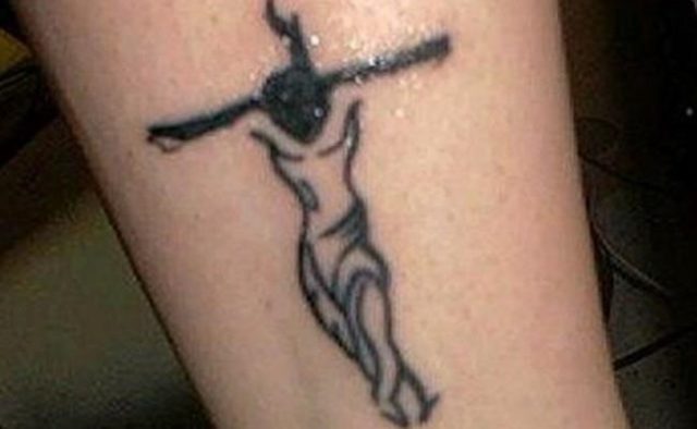 Small Spiritual Jesus Cross Tattoo