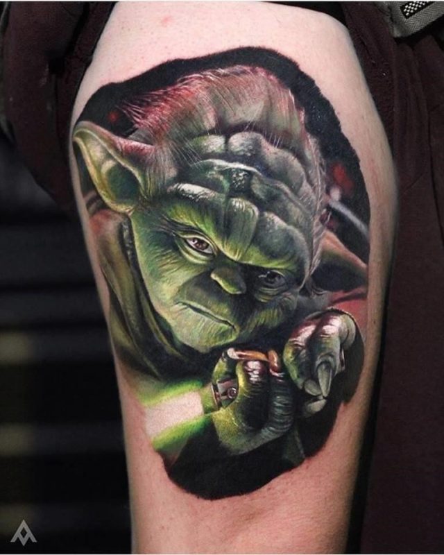 Star Wars 3D Yoda Tattoo by Luka Lajoie