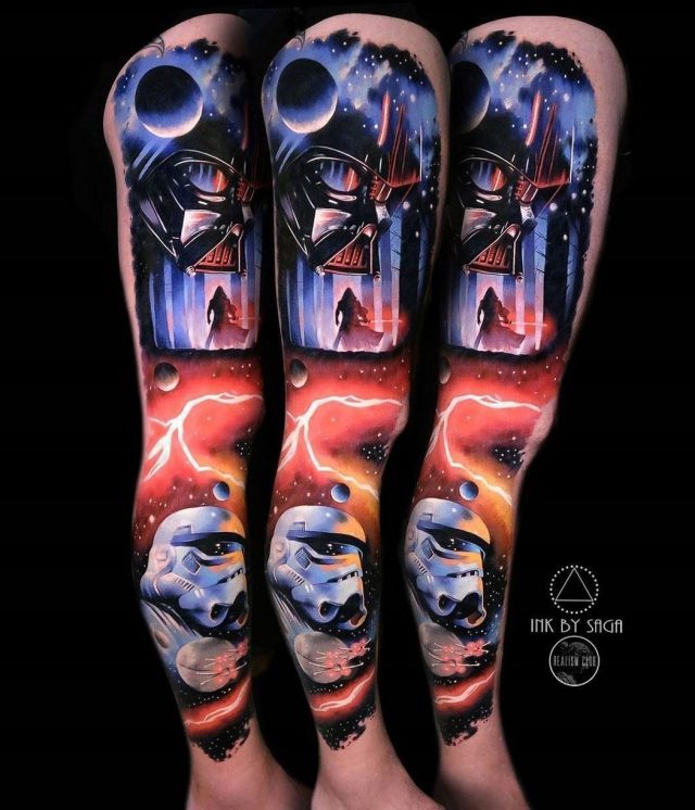 Star Wars leg tattoo